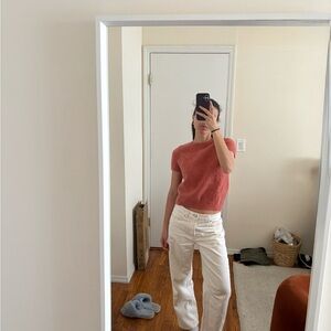 Sézane Coral Short-Sleeve Mohair Sweater